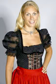 Langes Dirndl schwarz mit roter Schürze